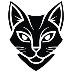 Black Cat Head Logo Silhouette Icon Symbol