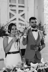 portrait of the newlyweds at the presidium