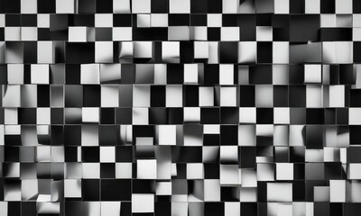 Fototapeta premium Mosaic of black and white squares and circles, classic, minimalism