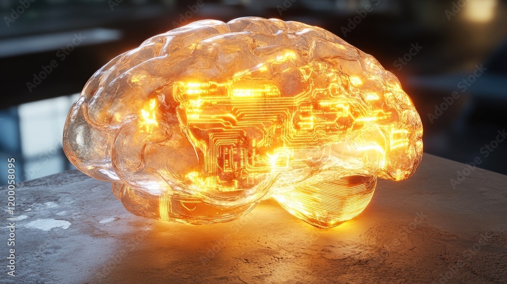 Poster Glowing Transparent Brain With Circuitry Inside