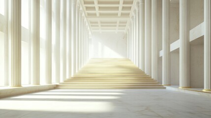 Fototapeta premium Grand Staircase Leading Through Classical Columns