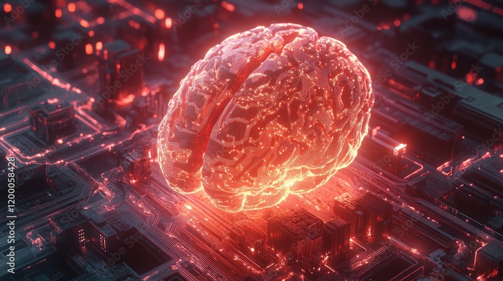 Poster Glowing Brain Circuitry Digital Neural Network
