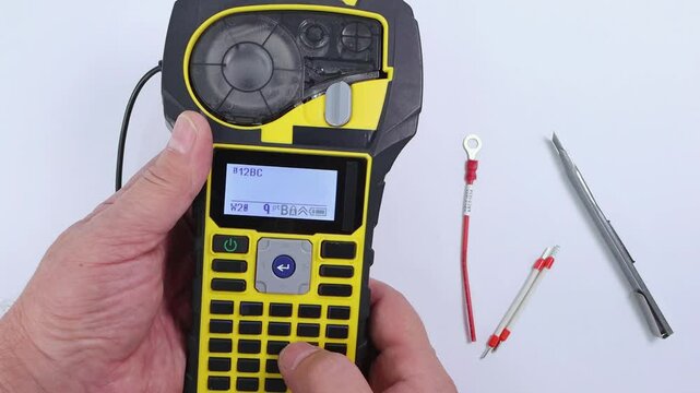 Printing of the marking on an electric hand-held printer.
