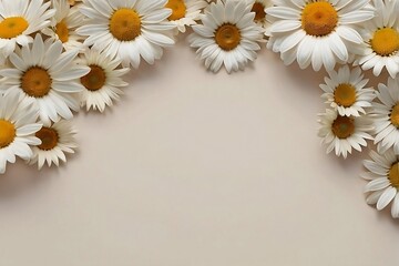Obraz premium AI Concept Art of Minimal Daisy Border Frame for Elegant Photos or Quote Designs.cream color background.