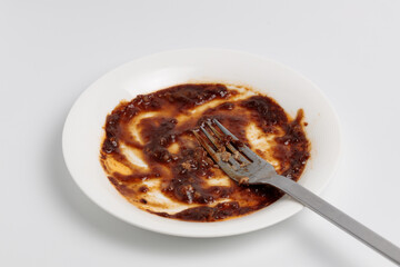 日本のデミグラスハンバーグ　完食　フォークあり