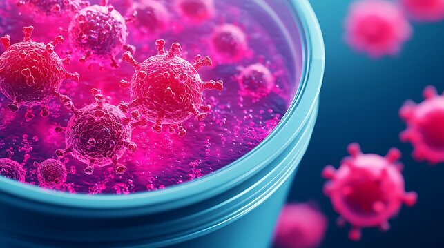 Digital Illustration of Pathogens in Bright Pink Visual Representation