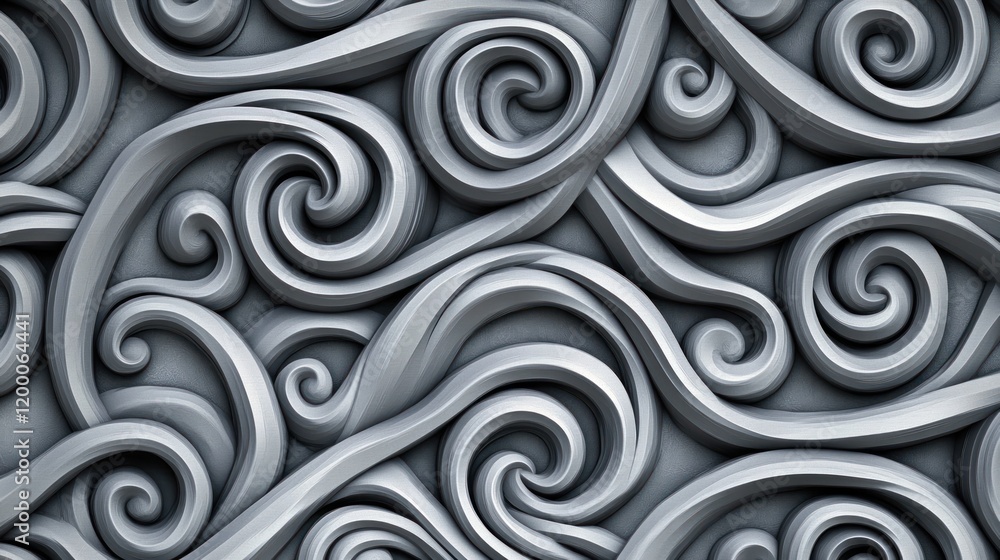 Poster abstract gray swirls pattern, 3d textured background.