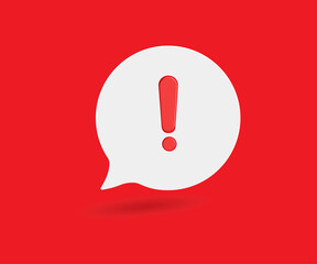 Chat message with warning sign. Exclamation mark, alarm notification signs, social button important caution symbol.