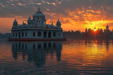 Obraz premium Indian temple at sunset