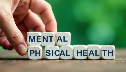 Mental & Physical Health Dice Concept, Wellbeing, Self-care_