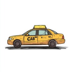 Fototapeta premium Taxi isolated on white background. Taxi icon. Cab isolated on white. Cab icon. Cab Car. Taxi Car Isolated element on white for Designers. Isolated Taxi Design Element. Cab Car Isolated on white.