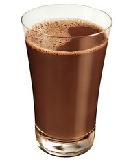 copo com leite com chocolate em pó isolado em fundo transparente