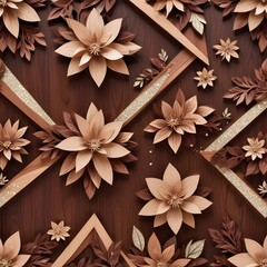 Fototapeta premium Floral motifs etched into reclaimed wood panels