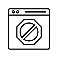 adblock icon, adblock line art - simple line art of adblock, perfect for adblock logos and icons and themed design 