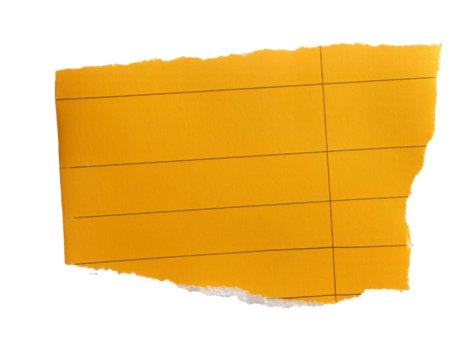 torn out piece of lined block sheet, isolated on white background, cutout 