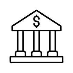 bank icon, bank line art - simple line art of bank, perfect for bank logos and icons and themed design 