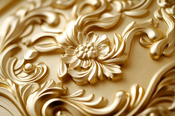 Golden decorative ornament close-up, offering an elegant and luxurious design with room for customization