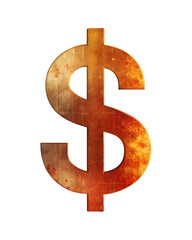 Obraz premium grunge dollar sign, isolated soft focus on the transparent background