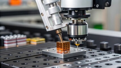 A closeup of a robotic gripper gently lifting a delicate capacitor showcasing the intricacy of the machinery and its dexterous control.