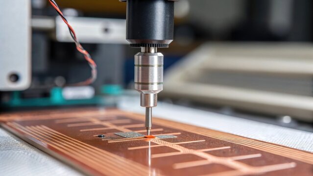 A closeup of a thin flexible sensor being adhered to a materials surface illustrating advancements in smart material testing and the intricacies of sensor technology.