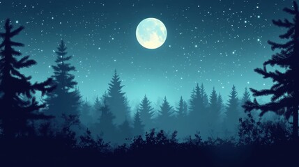 Naklejka premium Enchanted Forest Night