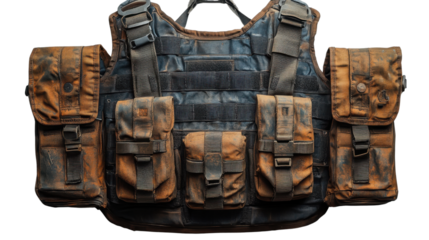 Bulletproof vest body armor on transparent background 