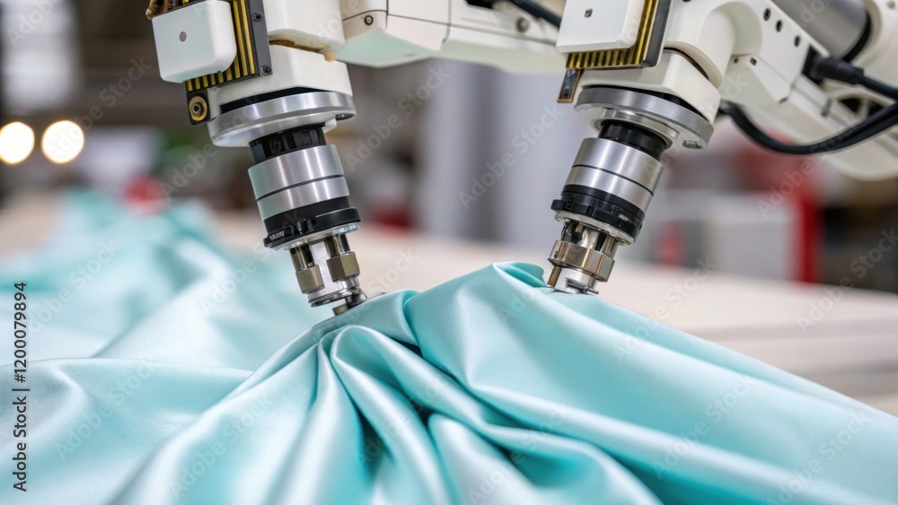 Fototapete a closeup of robotic grippers gently handling delicate textiles highlighting the softtouch technolog
