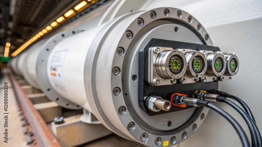 Aufkleber A closeup of the electronic sensors mounted on the tunnel boring machine designed to detect pressure and structural integrity reflecting the hightech nature of the operation.