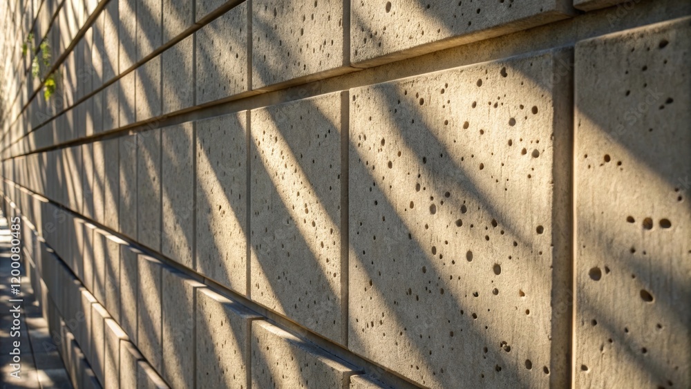 Poster A closeup of the panels surfaces reflecting sunlight with shadows casting unique patterns highlighting the interplay of light and textures of the concrete.