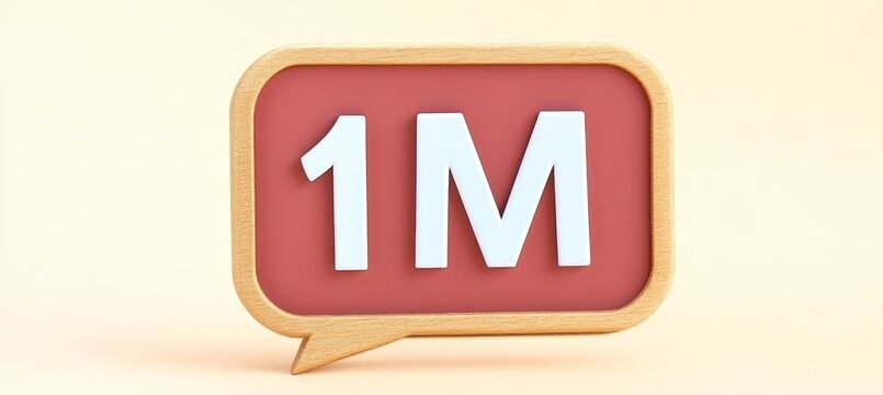 3D Rendering of One Million Celebration Notification With 1M Isolated on Warm Light Background