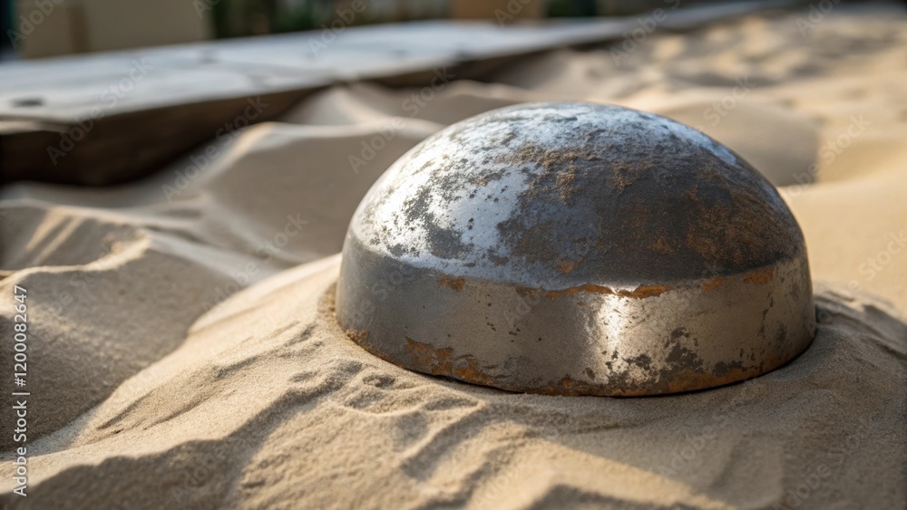 Poster a medium closeup featuring a metal object being sandblasted revealing the dramatic contrast between 