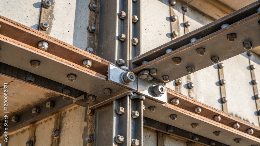 Poster A medium closeup image capturing a section of a structure featuring exposed rivets and connections showcasing the engineering complexity of prefabricated assembly.