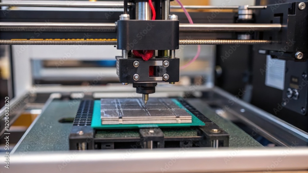 Aufkleber A medium closeup of a 3D printer constructing a complex casing for an electronic device highlighting the layerbylayer approach that ensures dimensional accuracy.