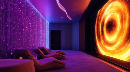 Luxury Home Theater with LED Wall and Fire Vortex Screen