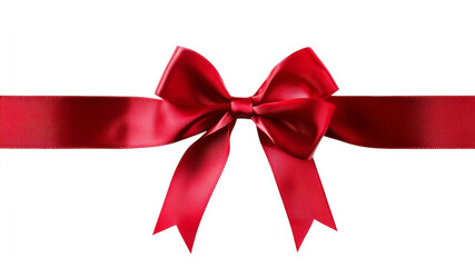 Elegant Red Ribbon With a Bow Isolated on a White Background for Gift Wrapping and Decoration