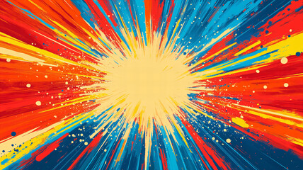 Dynamic Abstract Burst in Blue, Red, and Yellow
