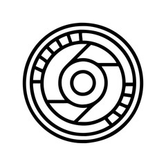 camera lens icon, camera lens line art - simple line art of camera lens, perfect for camera lens logos and icons and themed design 