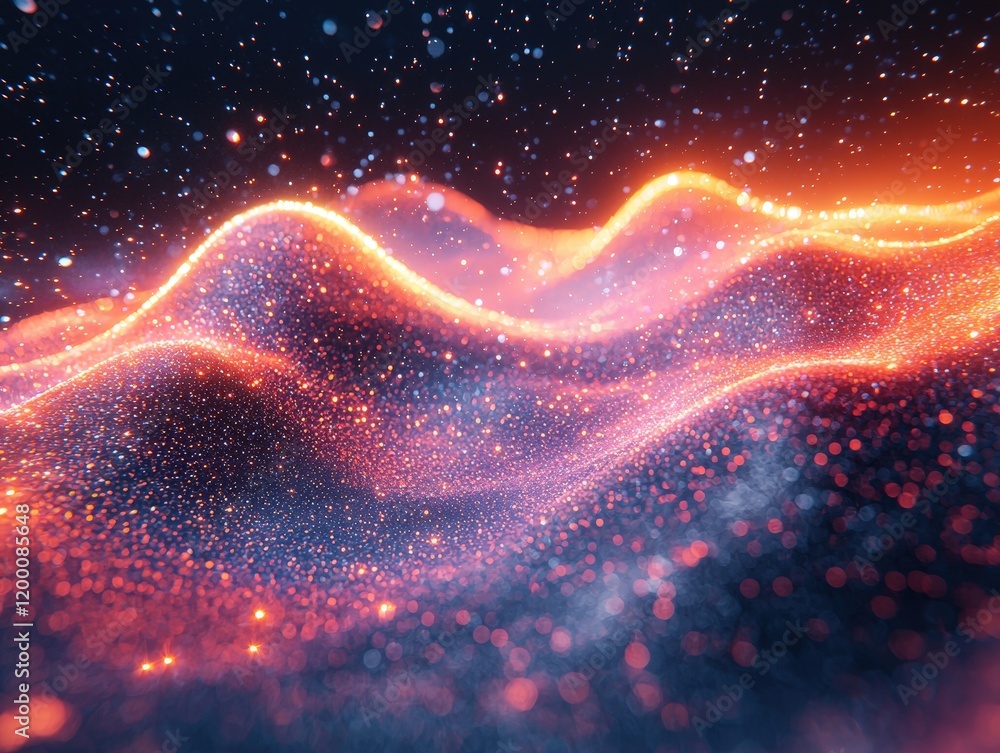 Poster wavy abstract background with shimmering particles. ideal for websites, presentations, or digital ar