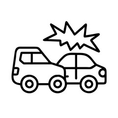 car accident icon, car accident line art - simple line art of car accident, perfect for car accident logos and icons and themed design 