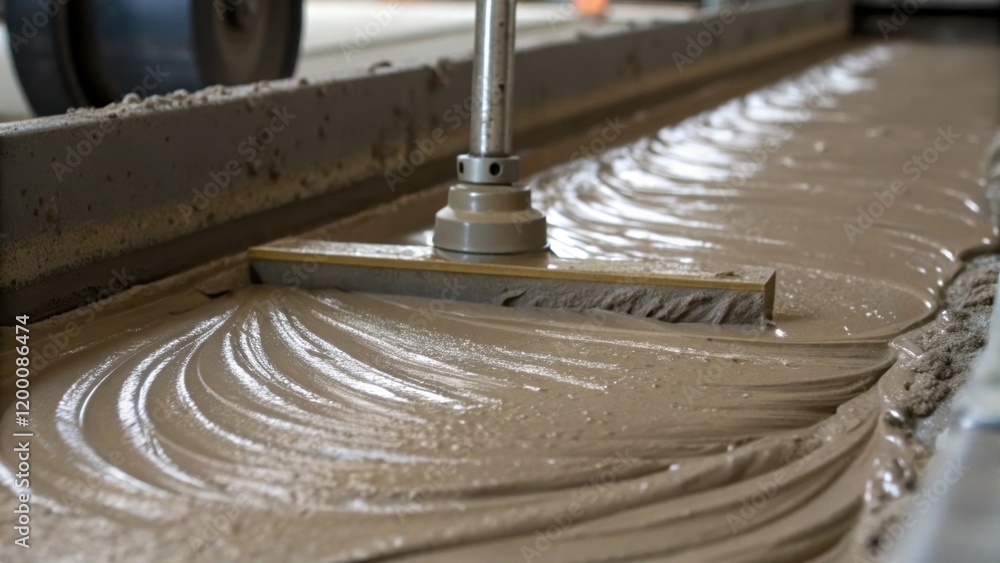 Poster A medium closeup of concrete being vibrated and compacted within forms using specialized equipment showcasing the tactile quality and fluidity of the mixture before it sets.
