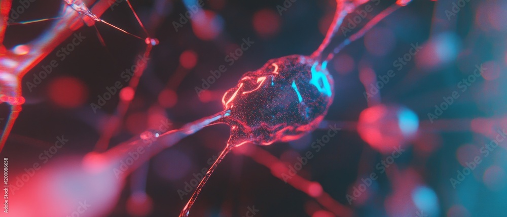 Aufkleber holographic brain showcasing intricate neural connections illuminated in vibrant colors