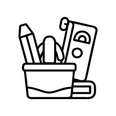 cartoon stationery icon, cartoon stationery line art - simple line art of cartoon stationery, perfect for cartoon stationery logos and icons and themed design 