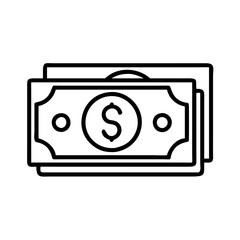 cash icon, cash line art - simple line art of cash, perfect for cash logos and icons and themed design 
