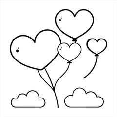 heart shaped balloons romantic vector art illustration