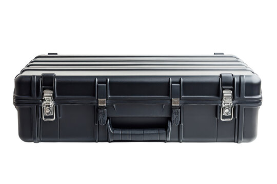 Heavy-duty black case used for secure storage and transport of equipment in various settings