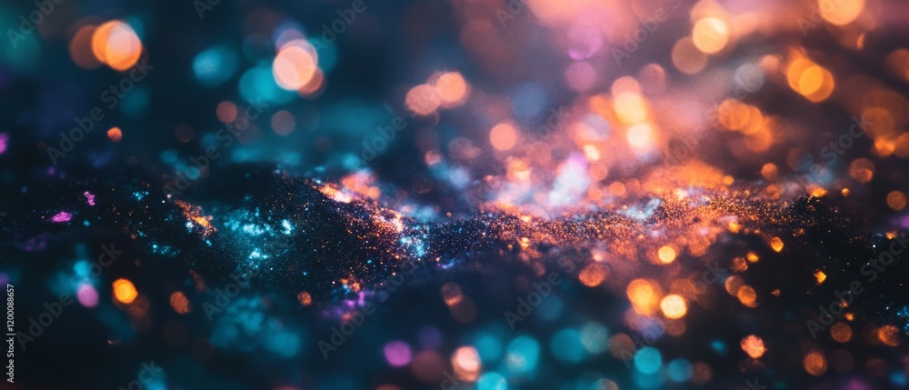 Poster vibrant holographic galaxy filled with countless stars floating in deep space
