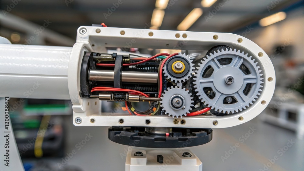 Poster An intricate shot of the gears and motors within a robotic arm revealing the internal mechanics that drive its smooth and powerful movements.