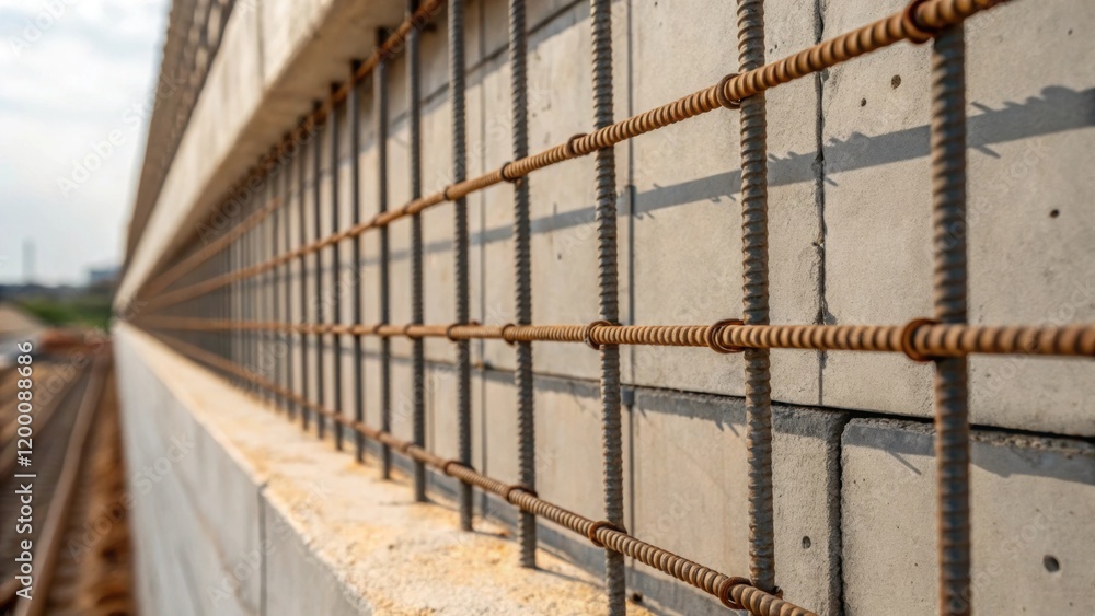 Aufkleber an intricate closeup of the reservoirs side wall showcasing the smooth concrete finish and reinforci