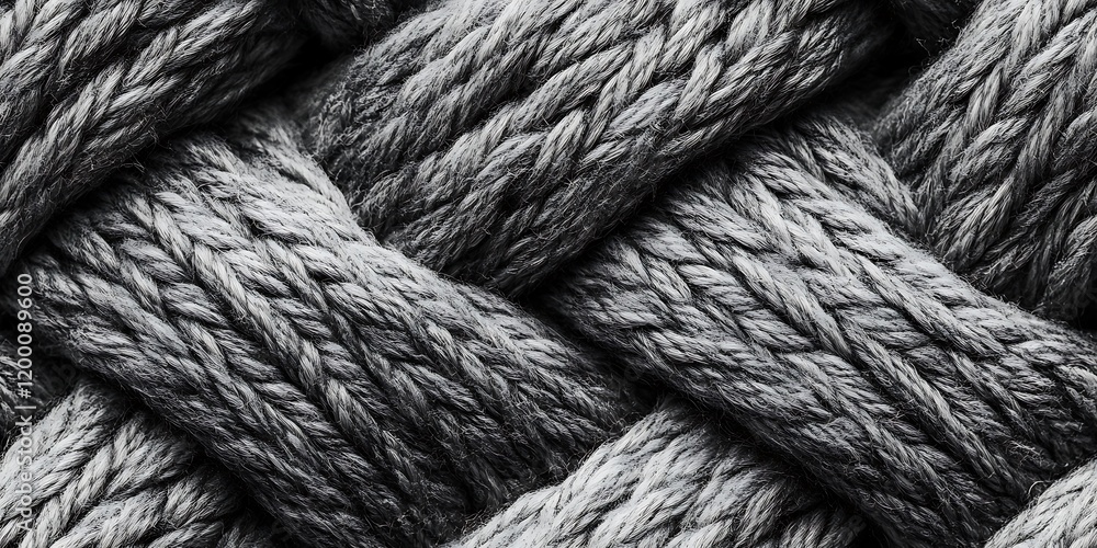 Poster intricate seamless repeat pattern of braided gray texture for design applications
