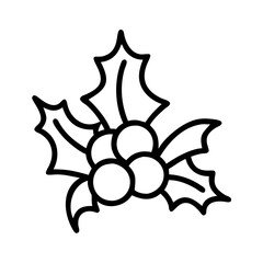 christmas holly berry icon, christmas holly berry line art - simple line art of christmas holly berry, perfect for christmas holly berry logos and icons and themed design 